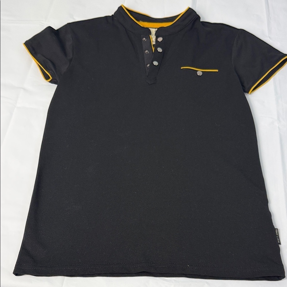 Stylish Black Polo with Yellow Accents